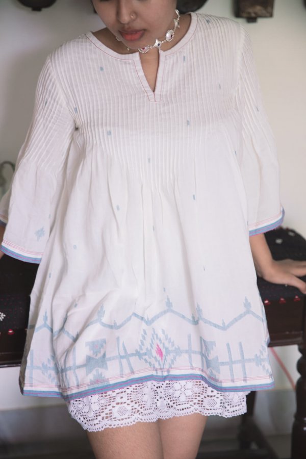 Lace Dress Blue Border