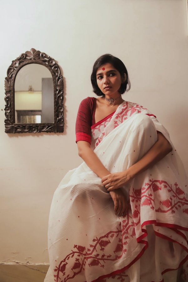 Mohua - Heritage Border Stripes and Dots Sari