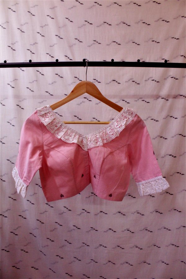 LACE BLOUSE- PINK HEART