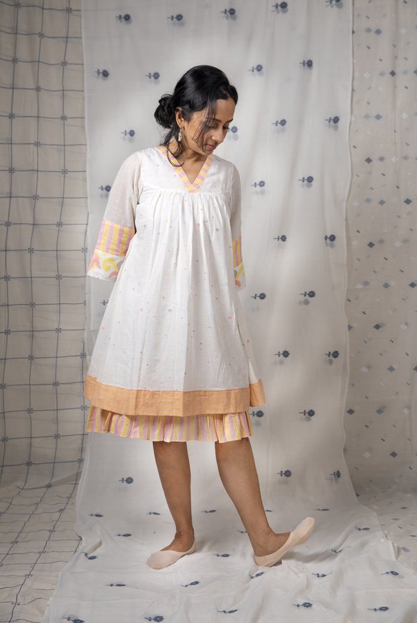 SCALLOP SLEEVES DRESS - Dot Lotus