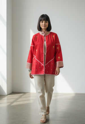 Phool Bomber – Red Flower Jamdani