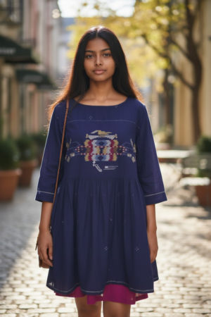 KULLU DRESS - KULLU MIDNIGHT BLUE JAMDANI