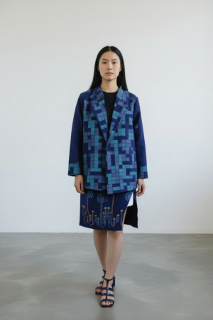 PIXEL JACKET - MIDNIGHT BLUE PIXEL JAMDANI