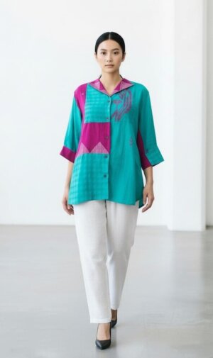Patch Shirt -  Mint Karat Jamdani