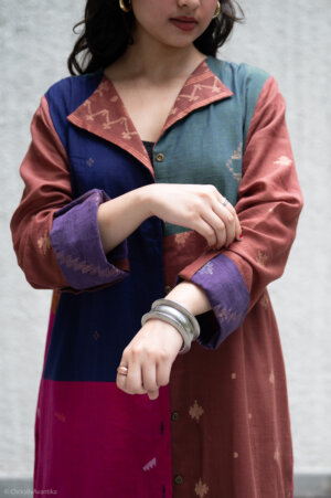 Karat Patch Shirt Dress – Rust Orange Jamdani