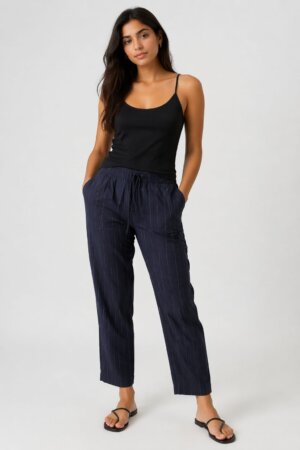 STRAIGHT RELAXED FIT PANTS – BLACK BEIGE BUTI