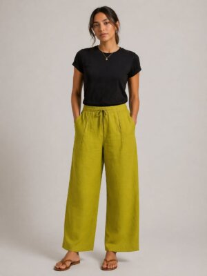 STRAIGHT PANTS – LIME GREEN KHADI