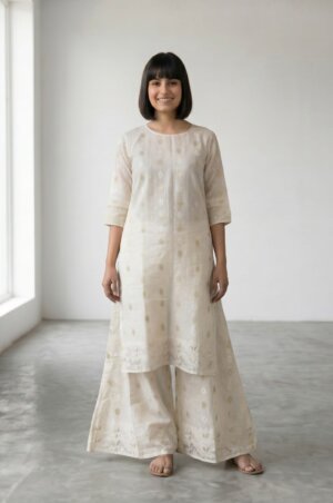 RELAXED FIT JAMDANI PANTS – DHAKAI IVORY