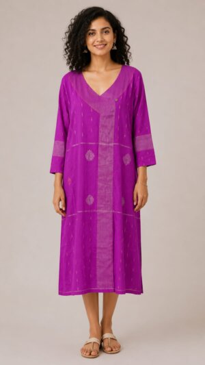 OVERLAP DRESS-MAGENTA KANKRA