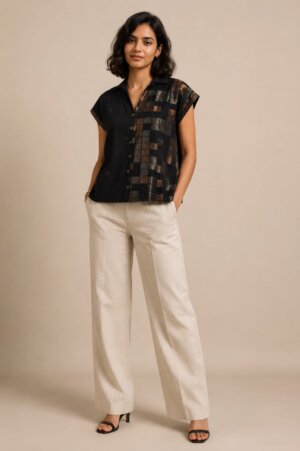 DART TOP- BLACK ZARI PIXEL